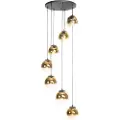 QAZQA Art Deco pendellampe svart med gullglass 7-lys - Pallon