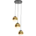 QAZQA Art Deco pendellampe sort med gullglass rund 3-lys - Pallon