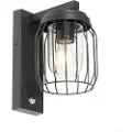 QAZQA Moderne utendørs vegglampe sort IP44 med bevegelsessensor - Luc