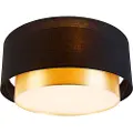 QAZQA Moderne taklampe sort med gull 50 cm 3-lys - Drum Duo