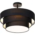 QAZQA Moderne taklampe svart 45 cm 3-lys - Drum Trio