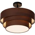 QAZQA Moderne taklampe brun 45 cm 3-lys - Drum Trio