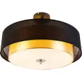 QAZQA Moderne taklampe sort med gull 50 cm 3-lys - Drum Duo