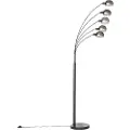 QAZQA Design gulvlampe svart med røykglass 5-lys - Sixties Marmo