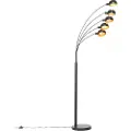 QAZQA Design gulvlampe sort med gull 5-lys - Sixties Marmo