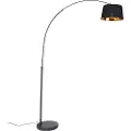 QAZQA Moderne buegulvlampe sort med gull - Arc Basic