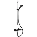 BLUE LABEL Termostatarmatur inkl. 90 cm håndbrusesæt med 3 stråletyper samt 1500 mm bruseslange - mat sort