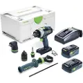 Festool QUADRIVE TPC 18/4 5,2/4,0 I-Set, Boremaskin med pistolgrep, Nøkkelløs, 1,3 cm, 3600 RPM, 7 cm, 1,3 cm