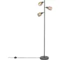 QAZQA Design gulvlampe sort med gull 3-lys - Noud