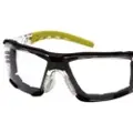 OTTO SCHACHNER Pyramex sikkerhedsbrille klar - Fyxate Foam, grå/lime, aftageligt elastikbånd