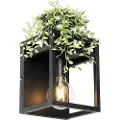 QAZQA Industriell vegglampe sort med hylle - Cage Rack