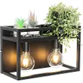 QAZQA Industriell vegglampe sort med hylle 2-lys - Cage Rack