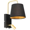 QAZQA Moderne vegglampe svart og gull med leselys - Renier