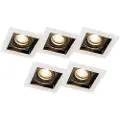 QAZQA Sett med 5 innfelte spotlights hvite med svart - Carree