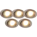 QAZQA Sett med 5 moderne nedfelt spotlights stål inkl. LED 3-trinns dimbar - Mio