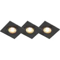 QAZQA Sett med 3 baderomsinnfelte spotlights svarte firkantede IP44 - Xena