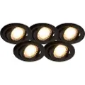 QAZQA Sett med 5 moderne nedfelt spotlights sort inkl. LED 3-trinns dimmbar - Mio