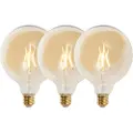 LUEDD Sett med 3 dimmbare LED-pærer E27 G125 gull 5W 450lm 2200K