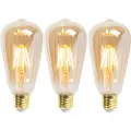 LUEDD Sett med 3 E27 dimmbare LED-pærer ST64 Goldline 5W 380lm 2200K
