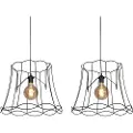 QAZQA Sett med 2 retro hengende lamper sort 50 cm - Granny Frame