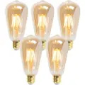 LUEDD Sett med 5 stk. E27 dimmbare LED-pærer ST64 Goldline 5W 380lm 2200K