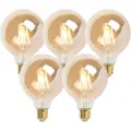 LUEDD Sett med 5 E27 dimmbare LED-pærer G95 gull 5W 380lm 2200K