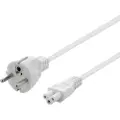 Deltaco apparatkabel, rak CEE 7/7 - rak IEC C5, 0,5m, 3X0,75mm2, vit