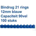 GBC CombBind - 12 mm - 21 ringer - A4 (210 x 297 mm) - 95 ark - blå - 100 stk plastbindekam - for P/N: 2101435, 4400399, IB271106, IB271717