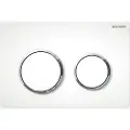 Geberit Omega20 betjeningsplade til dobbeltskyl, round: Plade og knapper: hvid, Designringe: blankforkromet