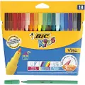 BIC KiDS Visa - Fibertuppenn - ikke-permanent - assorterte farger - vannbasert blekk - 0.9 mm - fin (en pakke 18)