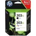 HP 303 XL 3-farger &amp; svart Blekkpatron 2-pack