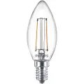 Signify - LED-filamentlyspære - form: B35 - klar finish - E14 - 2 W (ekvivalent 25 W) - klasse E - varmt hvitt lys - 2700 K - gjennomsiktig
