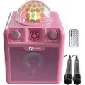 N-Gear Disco Block 410 bærbar karaokehøyttaler med Bluetooth og innebygd diskolys - Rosa