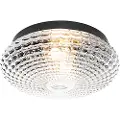 QAZQA Klassisk taklampe sort med røykglass 30 cm IP44 - Nohmi