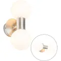 QAZQA Moderne vegglampe stål IP44 2-lys - Cederic