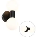 QAZQA Moderne vegglampe svart IP44 2-lys - Cederic