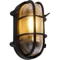 QAZQA Industriell vegg- og taklampe sort oval IP44 - Noutica