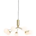 QAZQA Art Deco Hengelampe gull med opalglass 7-lys - Coby