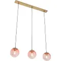 QAZQA Art Deco-pendellampe messing med rosa glass 3-lys - Pallon