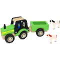 Magni traktor i tre med tilhenger og dyr