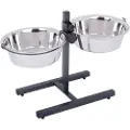 Zooplus Exclusive Matbar med 2 skåler i rustfritt stål - 2 x 1,8 l, Ø 21 cm, høyde opp til 38 cm