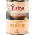 Purizon Original 24 x 400 g - kornfri - Mix-pakke (12 x laks, 6 x villsvin, 6 x lam)