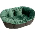 Ferplast Hundekurv Siesta Deluxe svart + trekk Sofà fløyel grønn - Sett størrelse 4: L 64 x B 48 x H 25 cm
