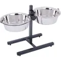 Zooplus Exclusive Matbar med 2 skåler i rustfritt stål - 2 x 2,8 l, Ø 25 cm, Høyde opptil 50 cm