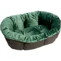 Ferplast Hundekurv Siesta Deluxe svart + trekk Sofà fløyel grønn - Sett størrelse 6: L 73 x B 55 x H 27 cm