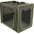 Zooplus Exclusive Transportabelt hundehus First Class Basic - L: L 79 x B 53,5 x H 66 cm grå-brun/neon-grønn