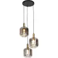 QAZQA Design pendellampe sort med gull og røykglass 3-lys - Zuzanna