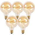 LUEDD Sett med 5 E27 dimmbare LED spiralpærer G95 gull 4W 270lm 2100K