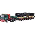 KIBRI 13601 H0 Lastbiler model MAN SK med rengøringsmiddel platformvogn med skinneban-underdel