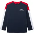 Hackett London for boy. HK500853 T-shirt Amr Multi Ls Tee navy (15/16Años= 170/175cm), Red, Casual, Cotton, Long sleeve, children's fashion